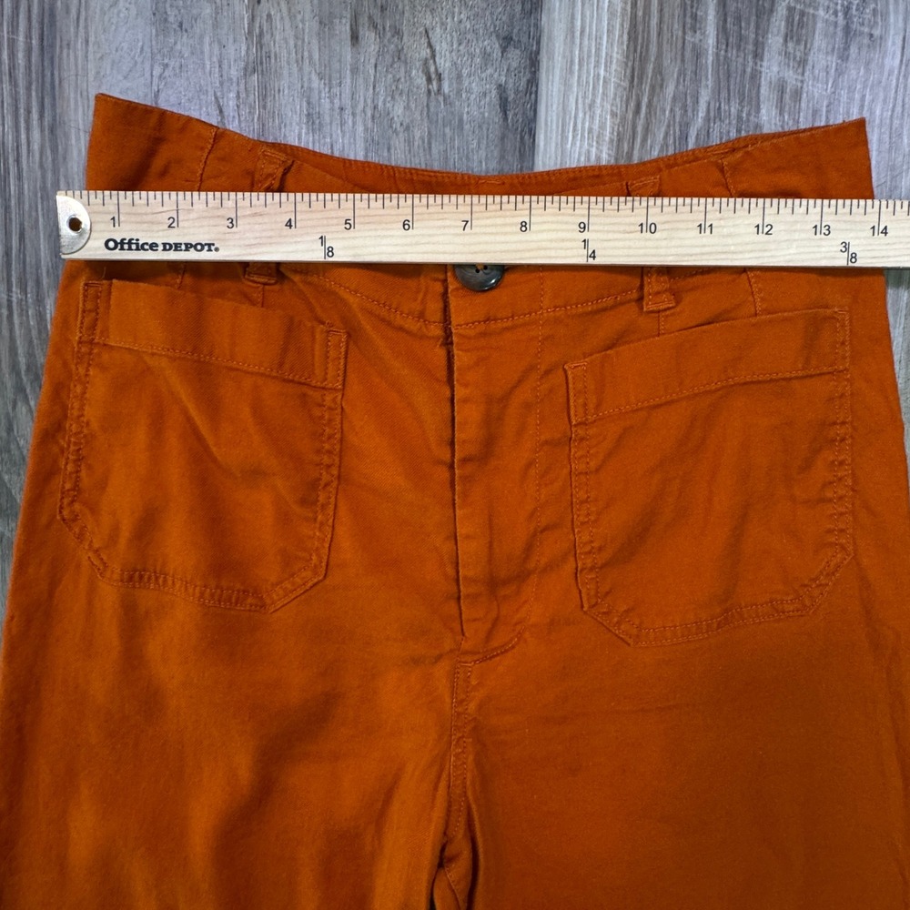 Maeve Pants Womens 4 Burnt Orange The Colette Wide Leg Linen Blend Cropped Pants - Picture 12 of 15